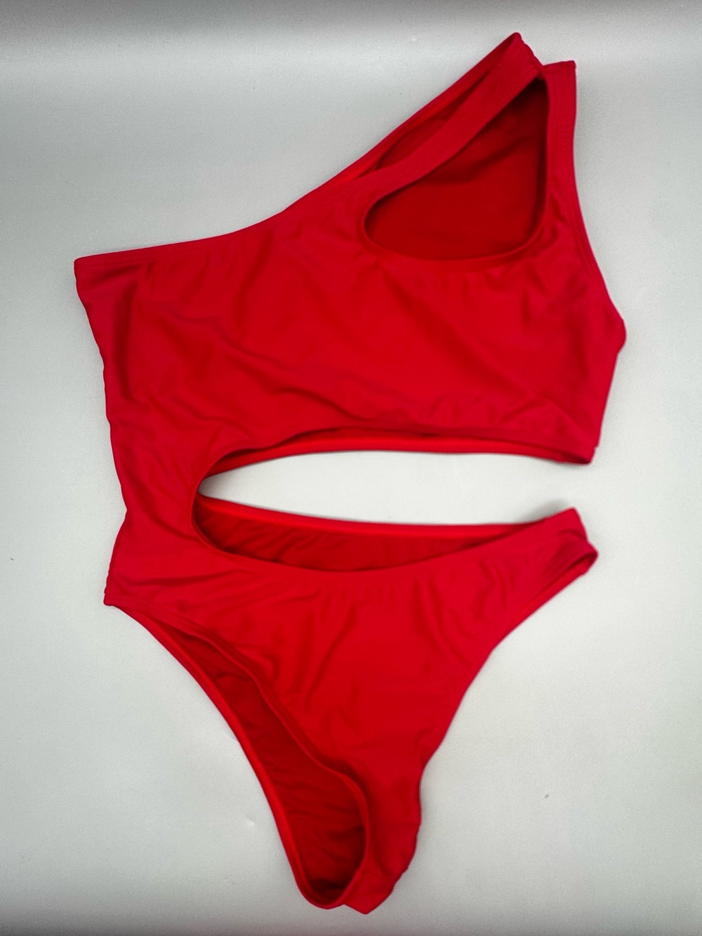 Swimsuit Woman’s Celine Cutout One-Shoulder One-Piece Swimsuit in Red